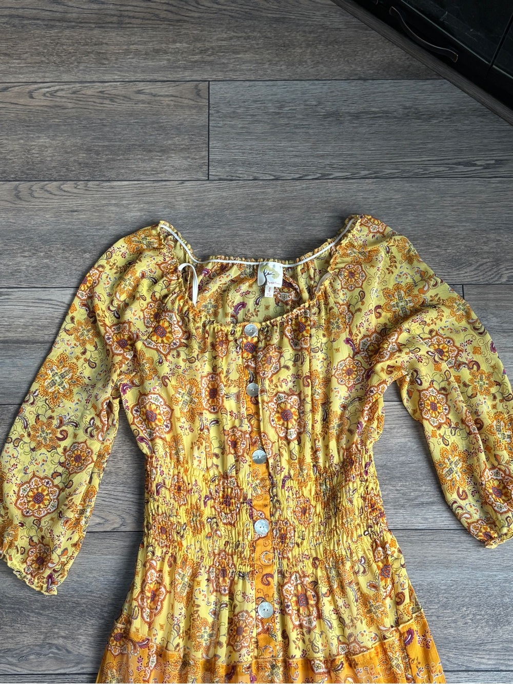 NWT Fig And Flower Boho Tiered Orange Yellow Red Maxi Dress Sz Large - Picture 2 of 14